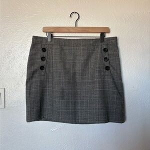 Banana Republic vintage Gray and green Plaid Mini Skirt size 16 100% Wool